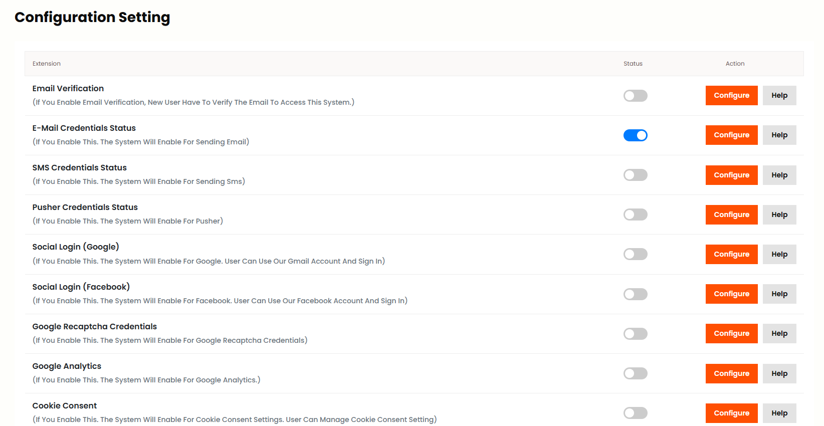 Configuration Settings